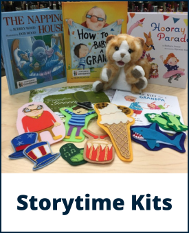 Card with text: Storytime Kits